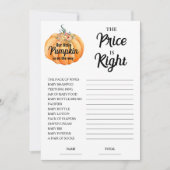 Citrouille Prix est la bonne carte de jeu Baby sho (Devant)