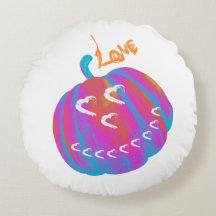 Citrouille psychédélique coussin rond du coeur