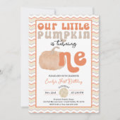 Citrouille rétro 1er anniversaire Invitation (Devant)
