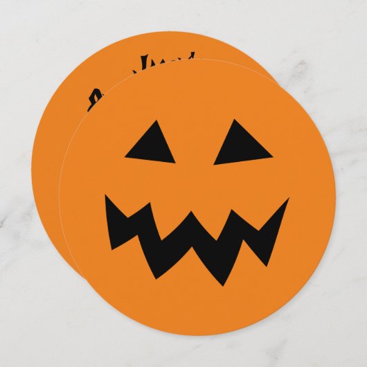 Citrouille ronde Halloween invitations fête d'anni (Devant / Derrière)