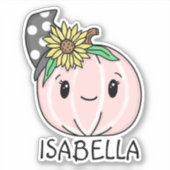 Citrouille rose avec nom Sticker personnalisé (Devant)