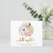 Citrouille Rose Floral Fête des mariées Date Carte (Debout devant)