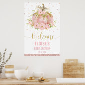Citrouille rose Floral fille Baby shower Affiche d (Cuisine)