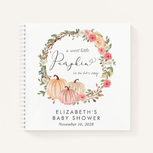 Citrouille Rose Floral Girl Baby shower Livre d'in (Devant)