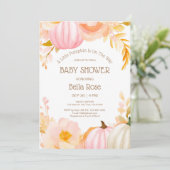 Citrouille rose mignon Invitation Baby shower d'au (Debout devant)