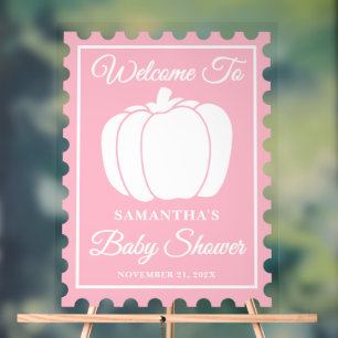 Citrouille rose Postage Baby shower accueil