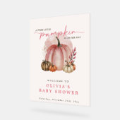 Citrouille rose sur son chemin Fille Baby shower B (Angle)