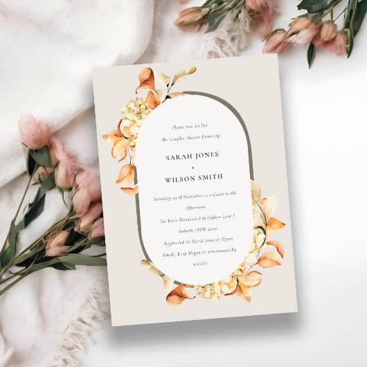 Citrouille Rustique Arc Floral Couples Invitation