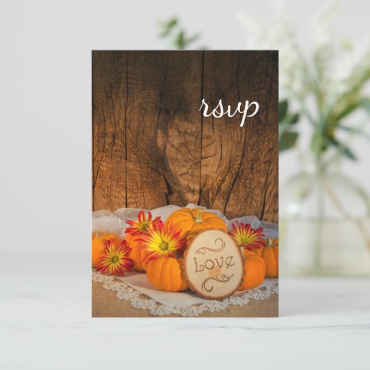 Citrouille rustique Automne Grange Mariage Carte R (Debout devant)
