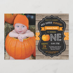 Citrouille rustique première invitation anniversai