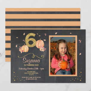 Citrouille SIX Anniversaire 6E Automne Invitation 