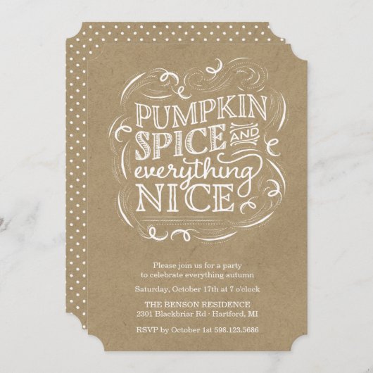 Citrouille Spice Automne Automne Fête Invitation (Devant / Derrière)