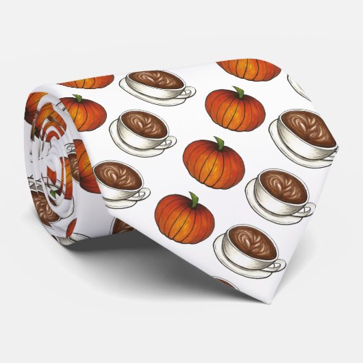 Citrouille Spice Coffee Latte Automne Cravate Auto (Roulé)
