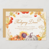 Citrouille Tournesol Thanksgiving Dîner Invitation (Devant / Derrière)