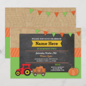 Citrouille Tracteur Invitation de fête d'anniversa (Devant / Derrière)