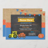 Citrouille Tracteur Invitation de fête d'anniversa (Devant / Derrière)