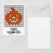 CITROUILLE TRICOTÉE CARTE PLATE D'HALLOWEEN 3,5x2, (Devant / Derrière)