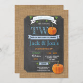 Citrouille Twins 2e Deuxième Deux Invitation de fê (Devant / Derrière)