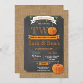 Citrouille Twins 2e Deuxième Deux Invitation de fê (Devant / Derrière)