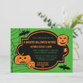 Citrouille vert/orange encadré - Invitation Hallow (Debout devant)