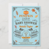 citrouille Vintage petit garçon invitation bleue (Devant)