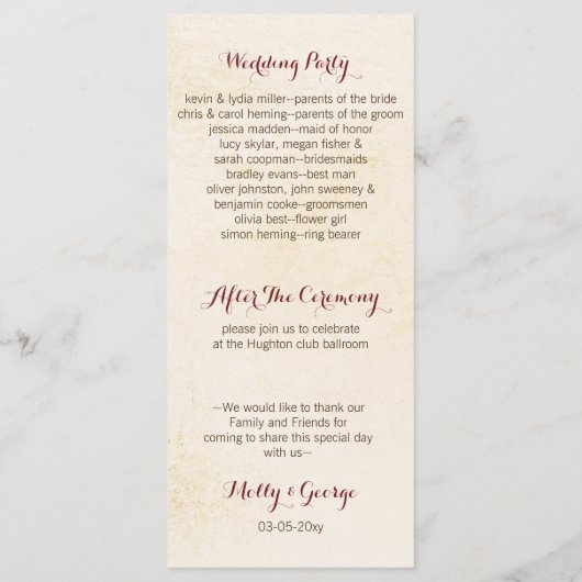 citrouilles blancs programme de mariage de récolte (Dos)