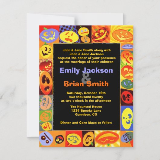 Citrouilles colorés invitations de mariage d'Hallo (Devant)