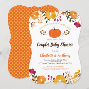Citrouilles couples baby shower invitation Automne