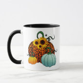 Citrouilles d'automne avec des tournesols Mug (Gauche)