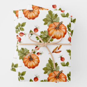 Citrouilles d'automne, baies rouges et feuilles