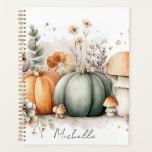 Citrouilles d'automne, champignons et fleurs