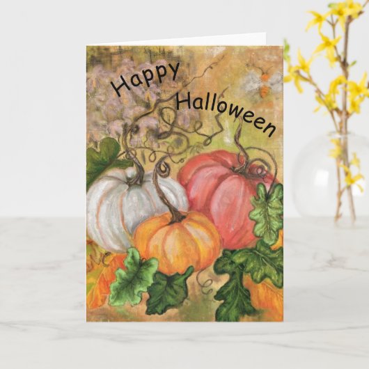 Citrouilles de carte Halloween - Peinture (Fleur jaune)
