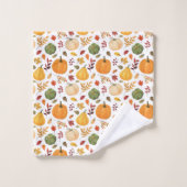 Citrouilles de récolte et Motif de feuilles d'auto (Gant de toilette)