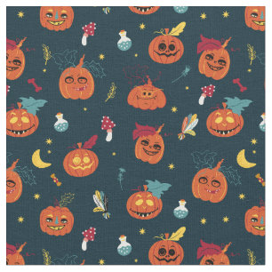 Citrouilles éffrayants design de tissu Halloween