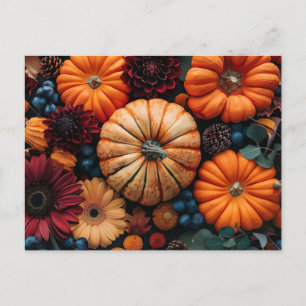 citrouilles et feuilles de la carte de voeux d'aut