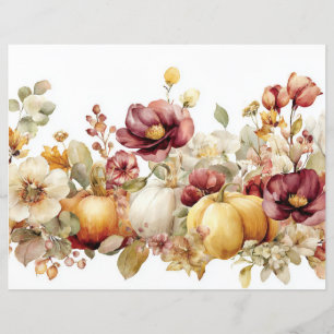 Citrouilles et fleurs d'automne Scapbook Papier
