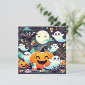 Citrouilles fantômes mignonnes carte de vacances p (Debout devant)