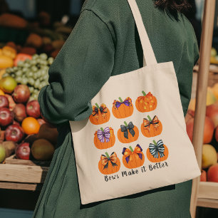 Citrouilles oranges avec Coquette Bows Carré Sac f