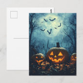 Citrouilles par carte de voeux Halloween de nuit (Devant / Derrière)