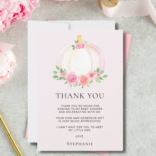 Citrouilles roses filles chute Baby shower Merci