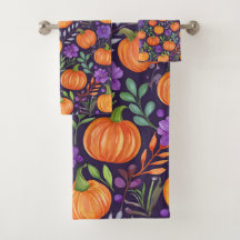 Citrouilles sur motif violet