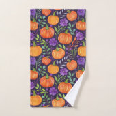 Citrouilles sur motif violet (Serviette à main)