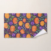 Citrouilles sur motif violet (Serviette à main)