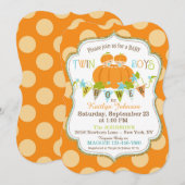 Citrouilles Twin Boys Fall Baby Shower Invitations (Devant / Derrière)