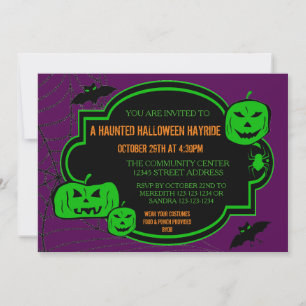 Citrouilles Vert/Pourpre Encadrées - Invitation Ha