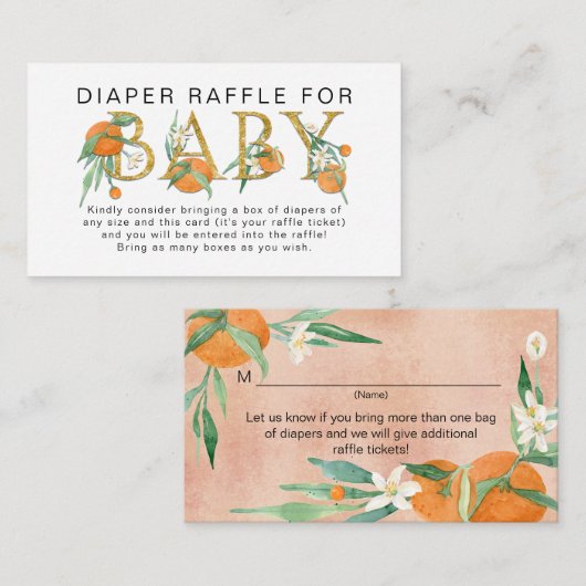 Citrus a Little Cutie Waterverf Diaper Raffle Enc Informatiekaartje (Voorkant / Achterkant)