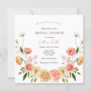 Citrus and Flowers Bridal Shower Invitation Kaart