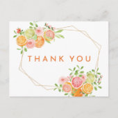 Citrus Aquarel Bruiloft Bedankt kaartje Briefkaart (Voorkant)