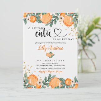 Citrus Baby shower Botanische Oranje kleine stropd Kaart