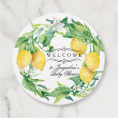 Citrus Baby shower thema citroen krans Waterverf Bedankjes Labels (Voorkant)